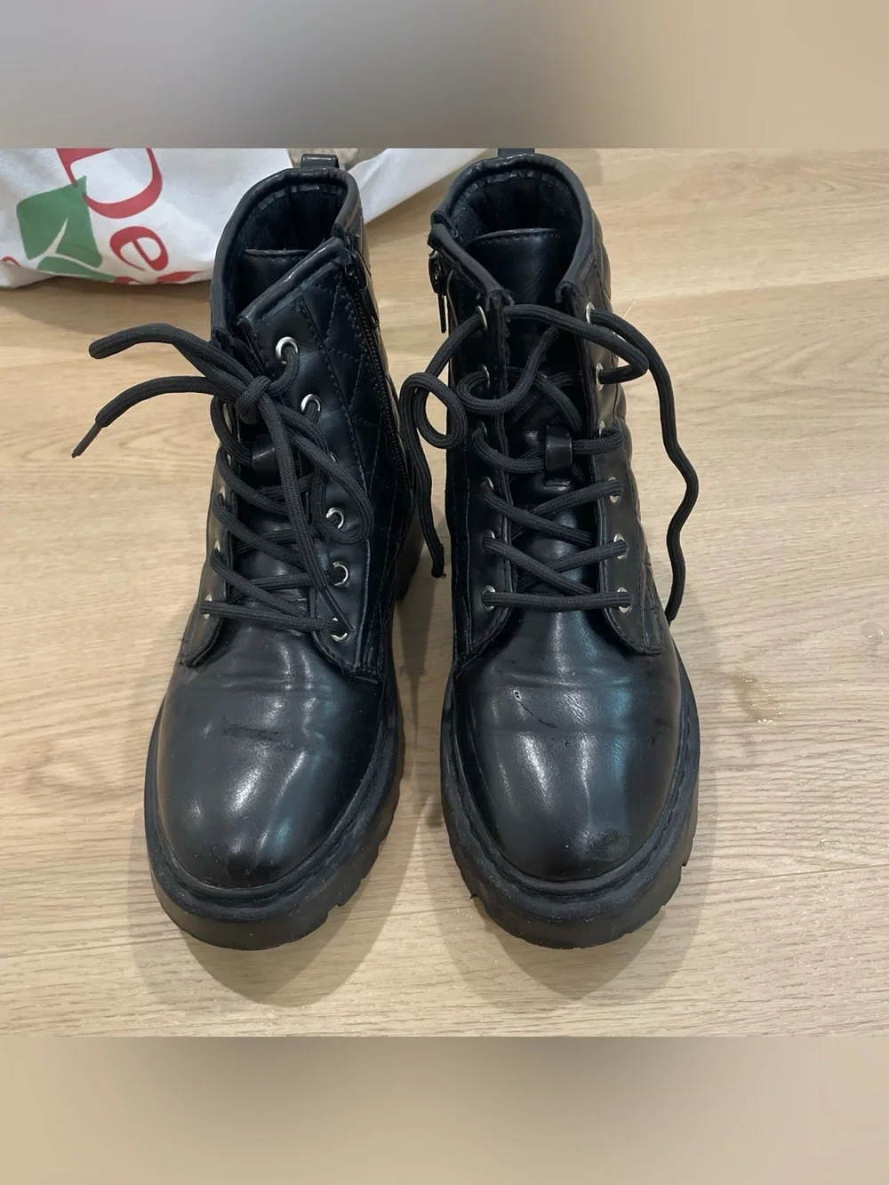 Steve Madden Black Lug Sole Combat Boots